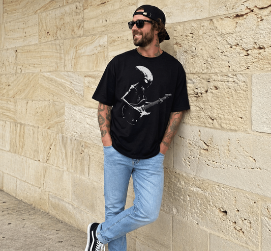 Alien Playing Guitar T-Shirt Grunge Electric Guitar