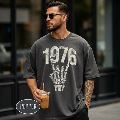 1976 Rock T-Shirt | Vintage Skeleton Hand Grunge Tee | 50th Birthday Gift