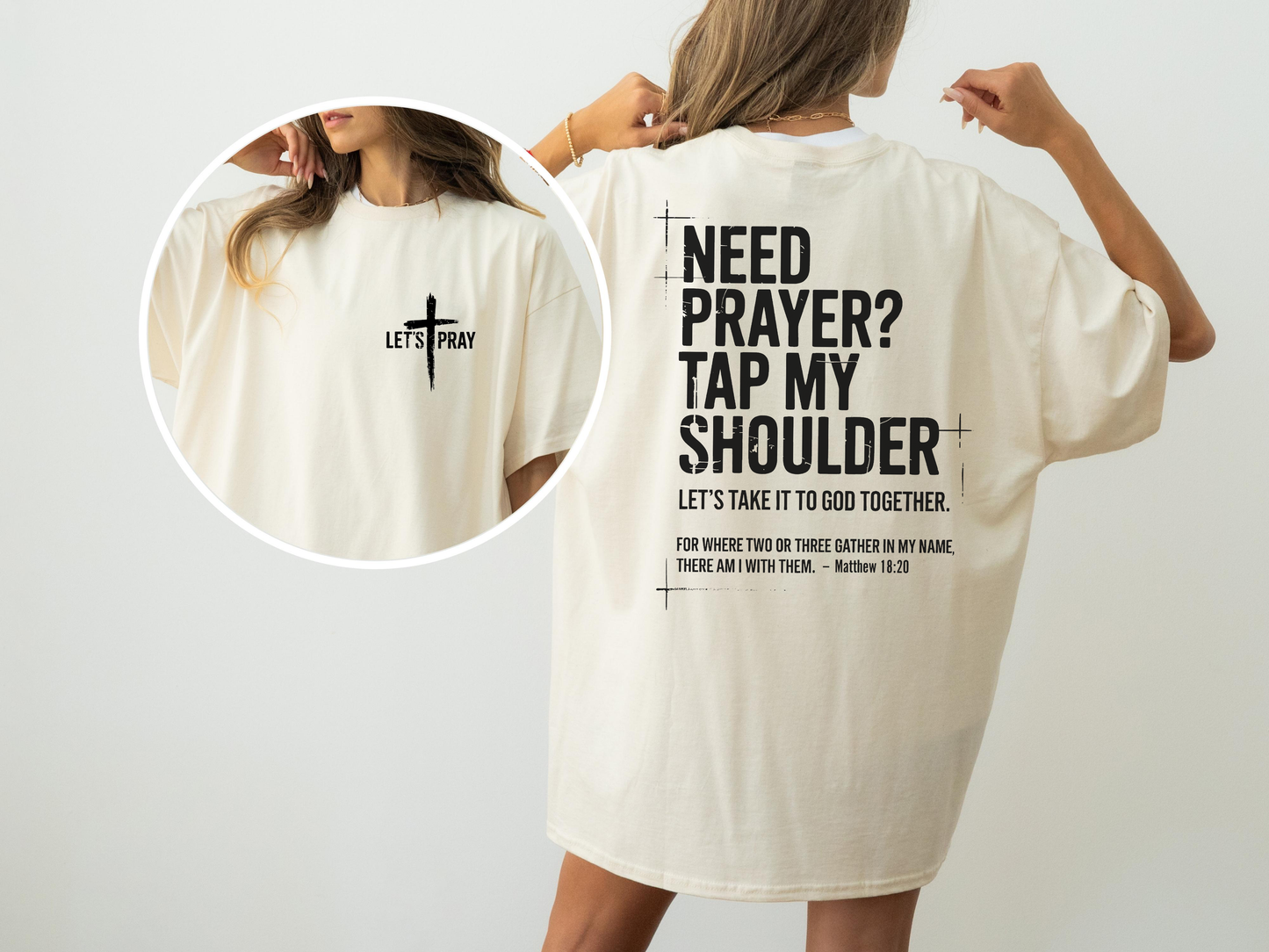 Need Prayer Tap My Shoulder Bible Verse T-Shirt – Front & Back Print
