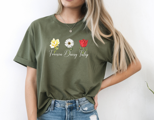 FDT Floral T-Shirt Freesia Daisy Tulip Shirt Democrat Liberal Woman  Feminist Resist Resistance