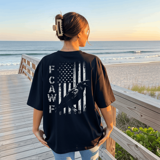 F-Caw-F Crow Shirt F Caw F American Flag T-Shirt Grunge Black Bird