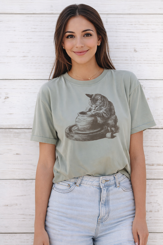 Cat Pottery Cute Cat Mom Pottery Lover T-Shirt