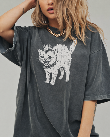 Punk Kitten T-Shirt Funny Vintage Cat