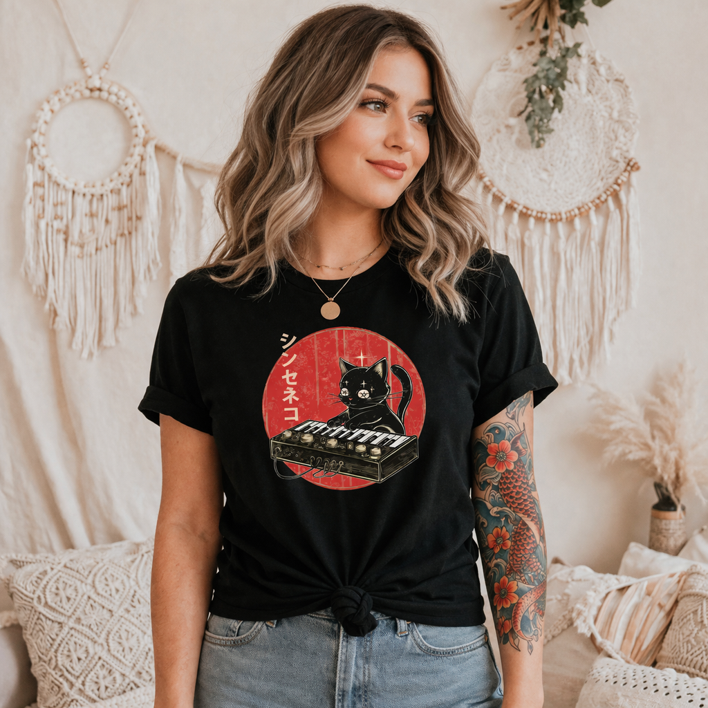 Cat Synthesizer T-Shirt | Vintage Japanese Synth Cat Graphic Tee