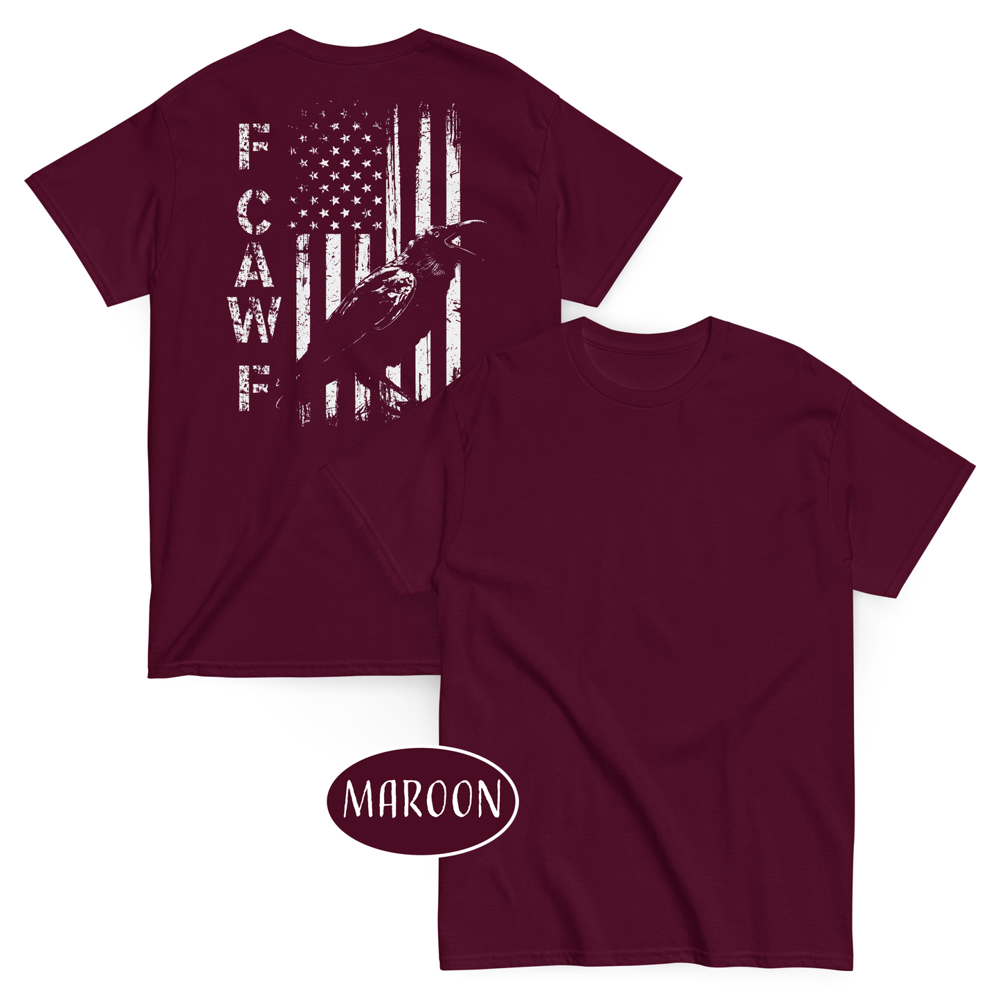 F-Caw-F Crow T-Shirt | Funny Grunge Black Bird American Flag Tee