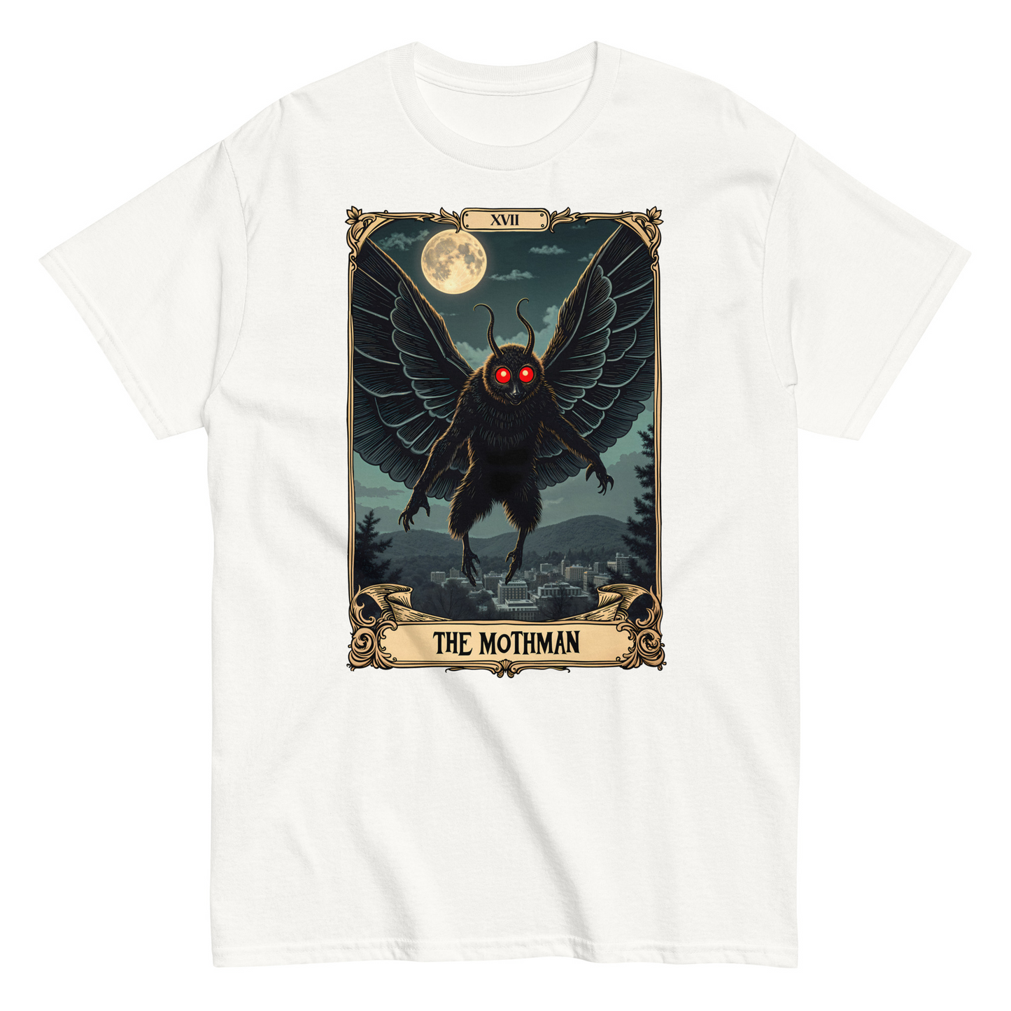 Mothman Tarot Card T-Shirt | Cryptid Tarot Graphic Tee