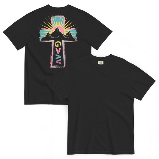 God Is Greater Than The Highs and Lows T-Shirt Colorful Faith Based Apparel Retro Sun Tee