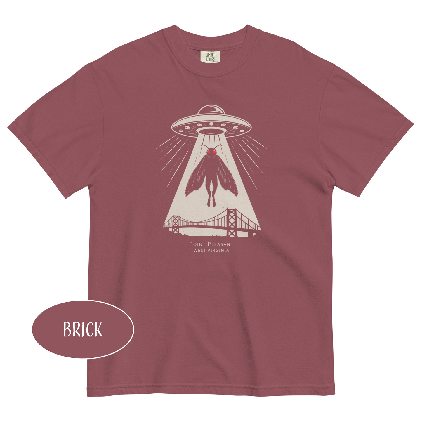 Mothman UFO Abduction T-Shirt Retro Sci-Fi Cryptid Tee Cryptidcore Aesthetic Point Pleasant