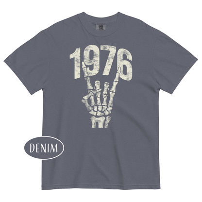 1976 Rock T-Shirt | Vintage Skeleton Hand Grunge Tee | 50th Birthday Gift