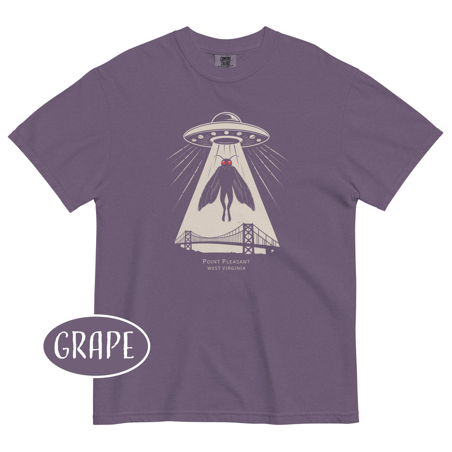 Mothman UFO Abduction T-Shirt Retro Sci-Fi Cryptid Tee Cryptidcore Aesthetic Point Pleasant
