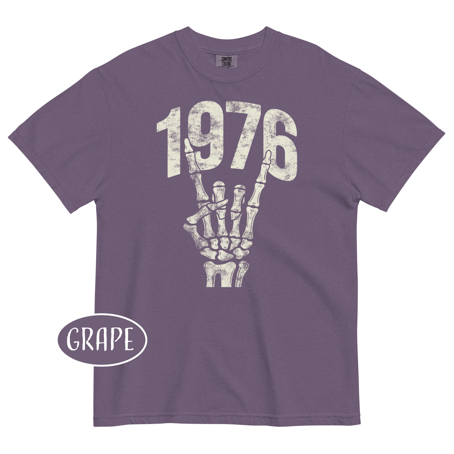 1976 Rock T-Shirt Vintage Skeleton Hand Grunge Shirt 50th Birthday Gift for Men Born in 1976