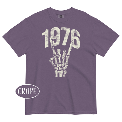 1976 Rock T-Shirt | Vintage Skeleton Hand Grunge Tee | 50th Birthday Gift