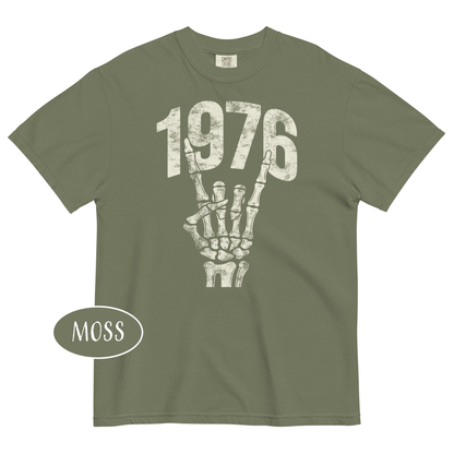1976 Rock T-Shirt | Vintage Skeleton Hand Grunge Tee | 50th Birthday Gift