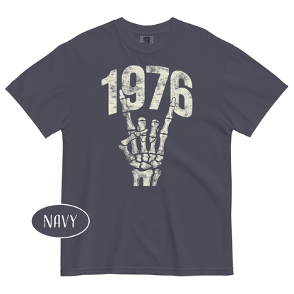 1976 Rock T-Shirt | Vintage Skeleton Hand Grunge Tee | 50th Birthday Gift