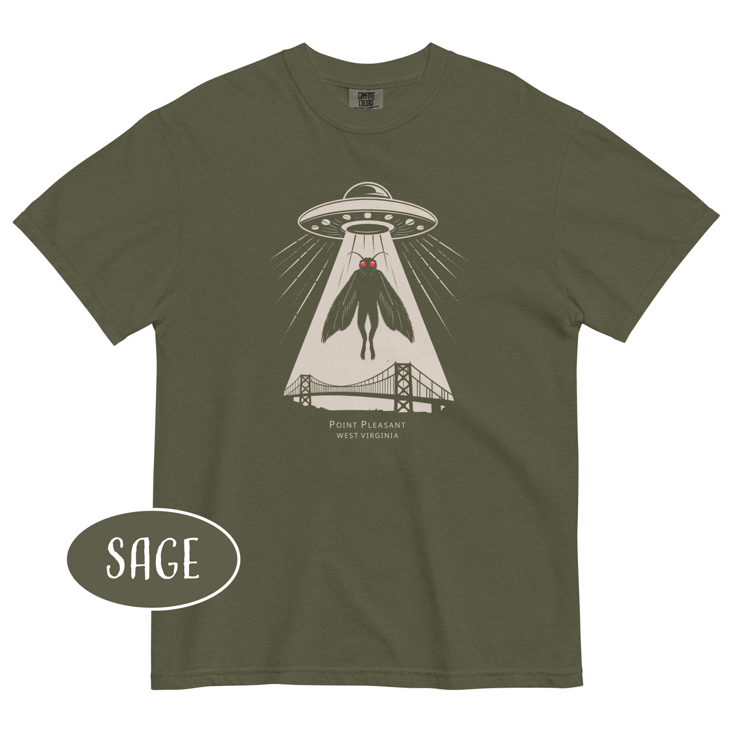 Mothman UFO Abduction T-Shirt Retro Sci-Fi Cryptid Tee Cryptidcore Aesthetic Point Pleasant