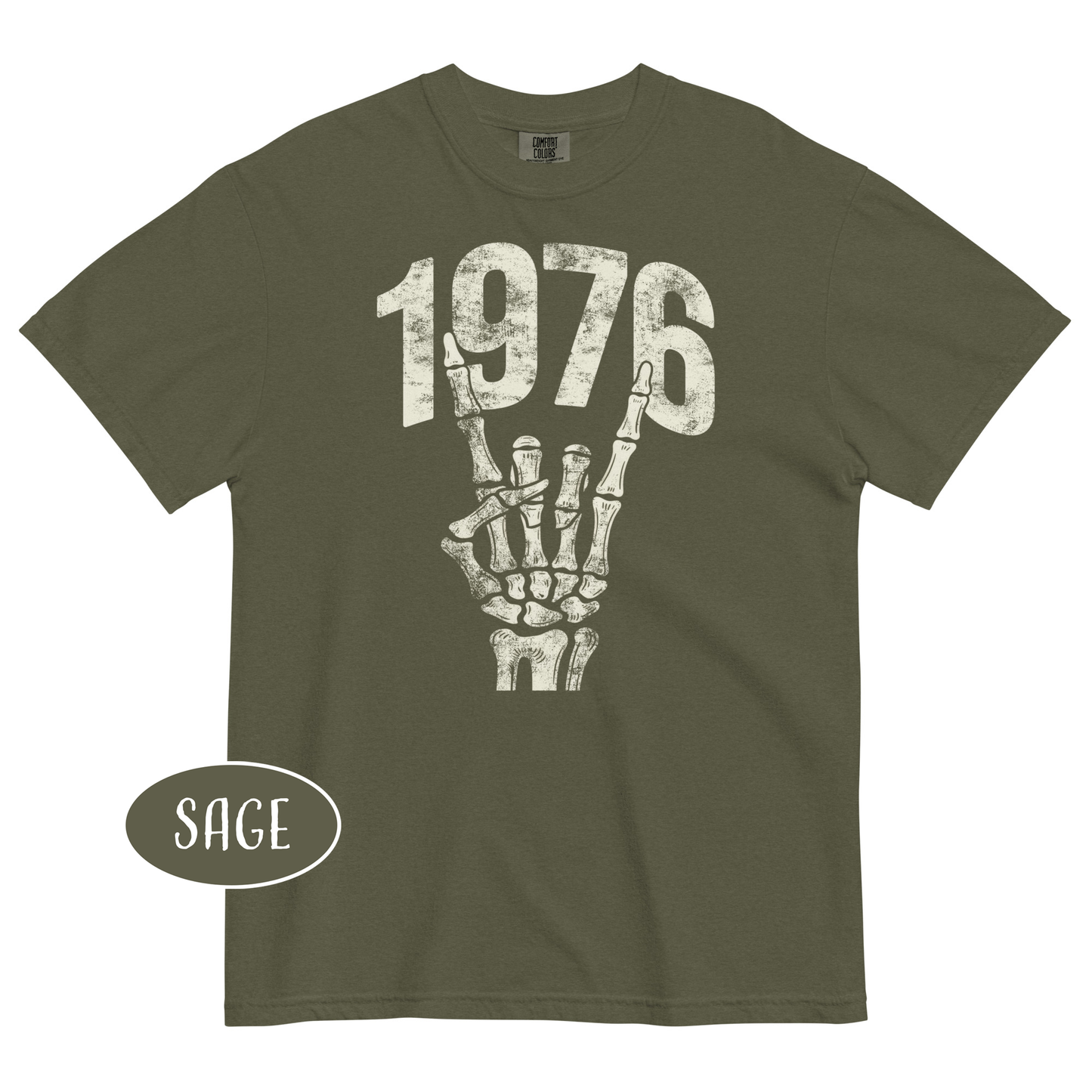 1976 Rock T-Shirt Vintage Skeleton Hand Grunge Shirt 50th Birthday Gift for Men Born in 1976