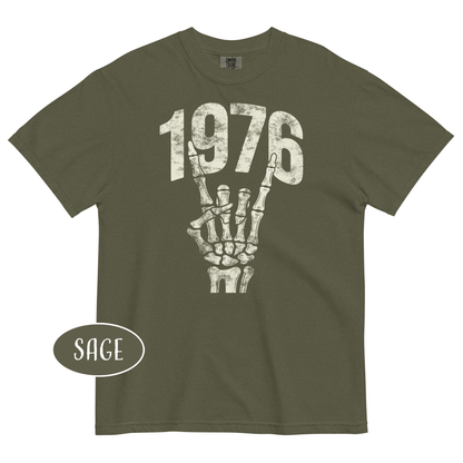 1976 Rock T-Shirt | Vintage Skeleton Hand Grunge Tee | 50th Birthday Gift